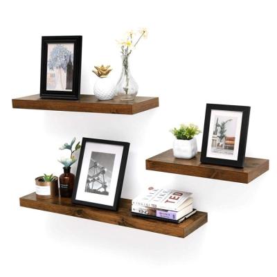 China Floating Wall Shelf MDF (Height) Adjustable Cheap Price I Shape Rustic Wall Mounted Storage Shelf Display Brown Wood Shelf for sale