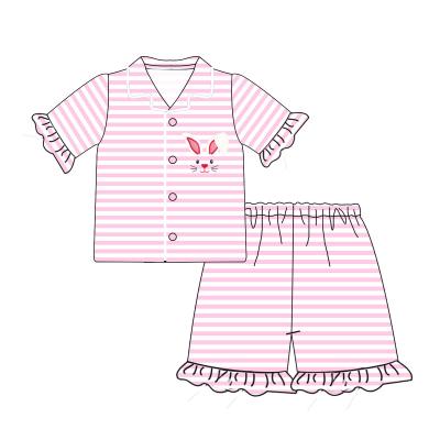 China 2022 casual boutique toddler girl summer sets Easter bunny applique babies sleepwear online customization for sale