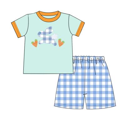 China 2022 Hot Selling Easter Kids Boys Fancy Clothes Rabbit Applique Baby Boy Casual Wholesale Custom Clothing Sets for sale