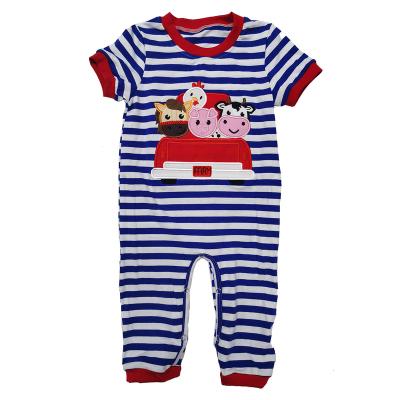 China Original Newest Design Polyester/Cotton Boutique Design Baby Clothes Toddler Baby Romper Short Sleeve Boy Romper Set for sale