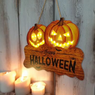 China United States Border Special for Halloween Pumpkin Wooden Painting Battery Power Generation Wood Opens House Decoration for sale