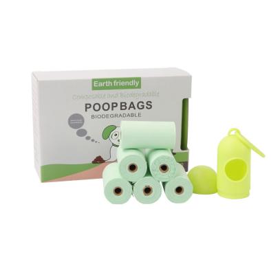 China Custom Cornstarch Stocked Based Scented Eco Friendly Poop Bag Compostable Biodegradable Dog Poop Bags Holder for sale