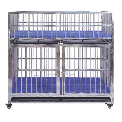 China Sustainable Foldable Stainless Steel Pet Cage With Wheels 2019 Hot Products for sale