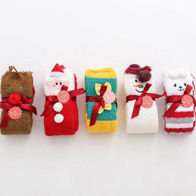 China Sale Cute Fuzzy Christmas Cartoon Fuzzy Soft Warm Breathable Holiday High Fuzzy Socks For Women for sale