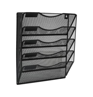 China Office School Mesh 5 Slot Wall Mount Folder Hanging Organizer Magazine Holder for sale