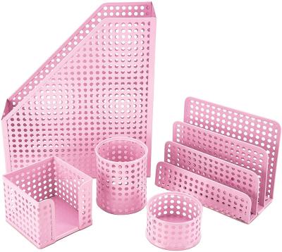 China Organizer Office Desk Top Home Office School Desk Back To School Set: Desk Accessories For Women Teens Storage Supplies Pink Organizers for sale