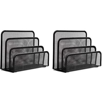 China 100% Eco-Friendly Amazon File Rack Office Mail Letter Holder Organizers For Office Metal Mesh With 3 Vertical Upright Compartments for sale