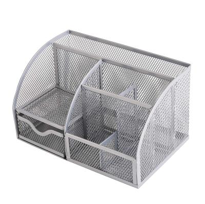 China Multifunctional Office School Stationery Storage Collection Mesh Desk Organizer Pen Holder Metal Storage Home 7 Office School for sale