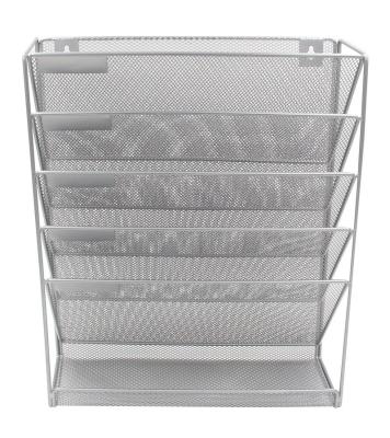 China Folder Organizer Office Supply 6 Tier Pocket Metal Mesh Wall Mount Document Letter Tray Organizer for sale