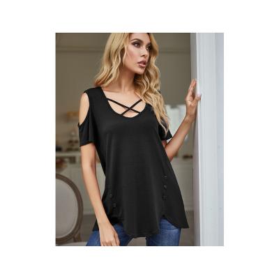 China Casual Most Popular Latest Design 95%Ray 5%Spandex Materia U Neck T-Shirt for sale