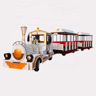 China 2021 FRP+steel attraction shopping mall electric trackless train for sale for sale