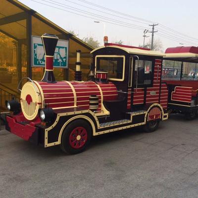 China FRP & Steel Commerical Large 42 Person Seat Electric Tourist Train Rides Trackless Sightseeing Train for sale