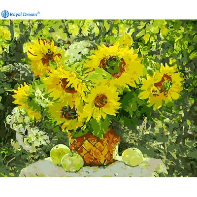 China ROYALDREAM Modern Sunflower Flowers Landscape Oil Painting Digital Canvas Wall Art Acrylic Paint By Numbers Kit For Adults Kids for sale