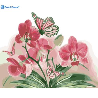 China ROYALDREAM 40*50 Modern Butterfly Orch Flowers Landscape Oil Painting Digital Canvas Acrylic Paint By Numbers Kit For Adults Kids for sale