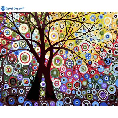 China ROYALDREAM Abstract Tree Custom Landscape Art Canvas Chinese Acrylic DIY Oil Painting By Numbers Kits For Home Decor for sale