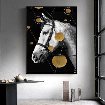 China Black Horse View Modern Waterproof + Eco-Friendly Art Canvas Painting Nordic For Decoration Fast Shipping for sale