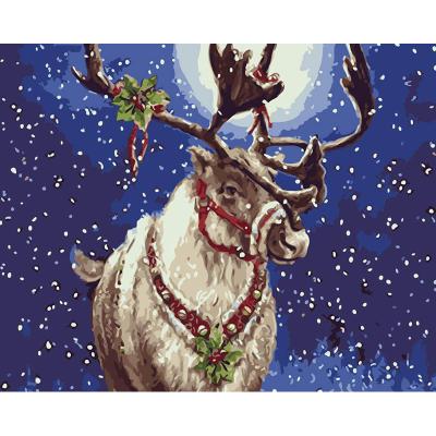 China ROYALDREAM Modern Christmas Deer Oil Painting By Canvas Digital Painting For Living Room Wall Artist Residence Decoration for sale