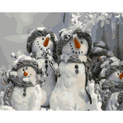 China ROYALDREAM Modern Snowmen Four at Christmas Oil Painting Digital Number for Kids for sale