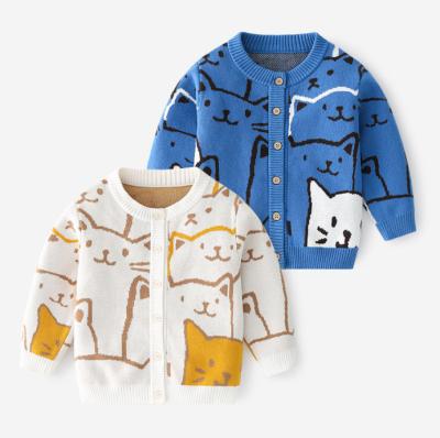 China Autumn Toddle Kid Boys Girls Solid Anti-pilling Anti-pilling Knit Cotton Sweater Child Cardigan Top Coat for sale