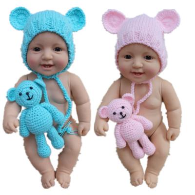 China Baby Boy Breathable Breathable Crochet Knitting Photography Clothes Newborn Doll Props and Bear Hat Set for Photography for sale