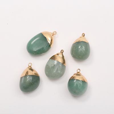 China New Design Colored Pebble Silver Stone Pendant Accessories Vintage Jade Plating Gold Plating for sale