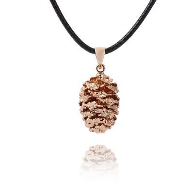 China Fashion CLASSIC European personalized pinecone four color original creative necklace new natural beautiful pendant design for sale