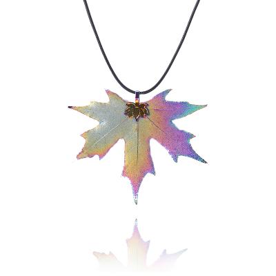 China CLASSIC Hot Selling Diy Accessories Jewelry Gold Plated Fashion Women's Natural Tiered Maple Leaf Pendant Colorful Jewelry For Women for sale