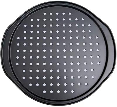 China Viable Pizza Pan With Holes Carbon Steel Perforated Nonstick Tray Easy To Stand for sale