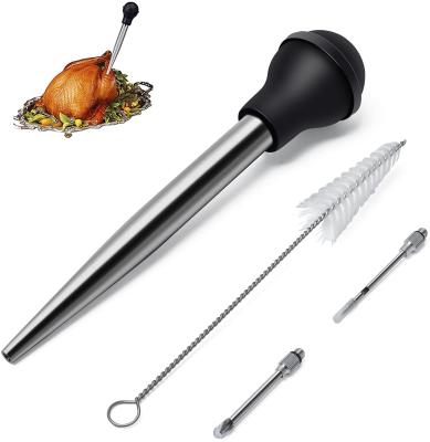 China Sustainable Turkey Baster Syringe For Cooking, Baster With Cleaning Brush And Marinade Needles, Stainless Steel Turkey Baster for sale