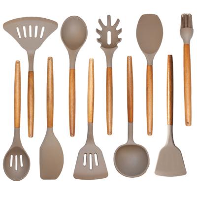 China Wholesale Sustainable High Quality Customizable Easy To Use Portable Silicone Spatula With Wooden Handle for sale