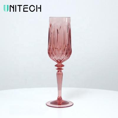 China Custom Acrylic Crystal Drinking Cups Plastic Goblet Champagne Water Glass Colored Glassware Pink Wine Tumblers Wine Glass Tumbler Glass Cup for sale