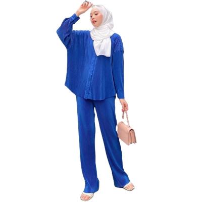 China Latest Polyester Arab Dubai 2 Pieces Clothing Sets For Women Prayer Muslim Official Brand Hijab Pants Clothing Suit for sale