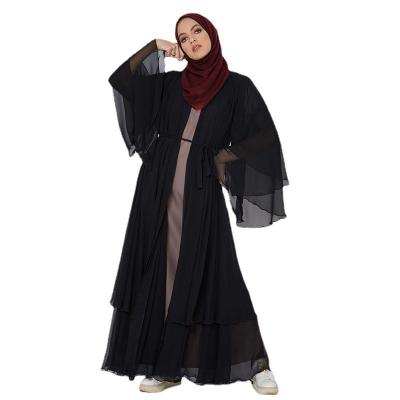 China Cheap And Causal Muslim Chiffon Dress With Hijab Chiffon Dubai Abaya Prom With Long Loose Sleeves for sale