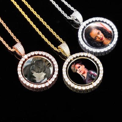 China Custom Hiphop Wholesale 18k Gold Memory Photo Picture Iced Out Pendant Necklace for sale