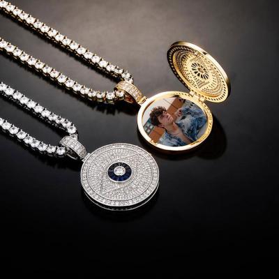 China Hiphop Hip Hop Jewelry Full Of Diamond Zircon Custom Photo Iced Out Pendant Necklace for sale