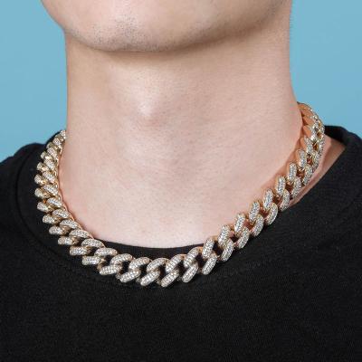 China Hiphop Customize 16mm 18K Gold Iced Out Miami Cuban Link Chain Cuban Link Jewelry Hip Hop Chains Necklace for sale