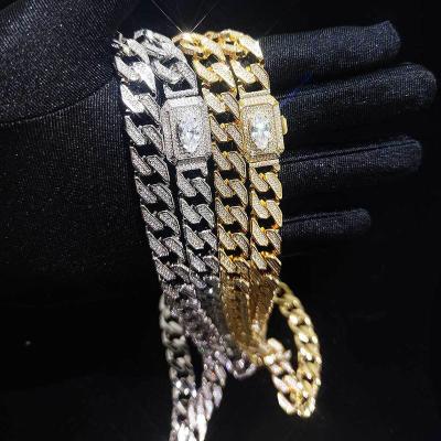 China Custom Hiphop Hip Hop Jewelry 12mm Horse Eye Single Stone Iced Out Cuban Link Chain Necklace for sale