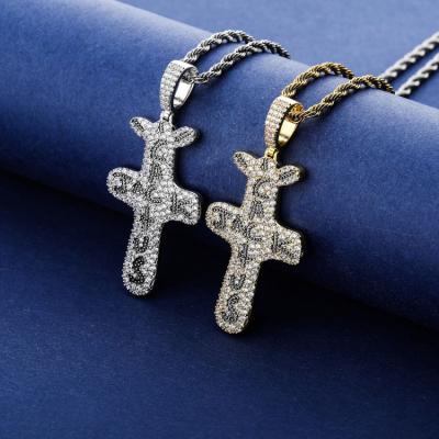 China Lab Pendant Necklace Diamond Charm Cactus Jack Cross Hip Hop Jewelry 14k Gold for sale