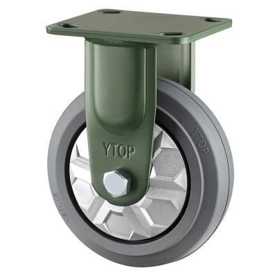 China Extra heavy duty manganese steel casters with 5 inch industrial rubber wheels, rotary locking casters and brakes for carts for sale