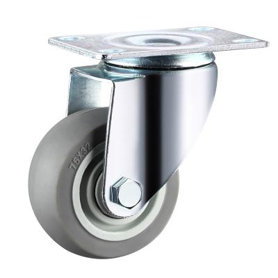 China 75 Mm Universal General Type Gray TPR Trolley Wheel Flat Type Rigid Castors With Cover for sale