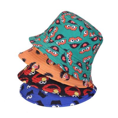 China RTS picture wholesale / can be printed 2021 new mixed color style reversible cartoon fishing bucket hat for sale