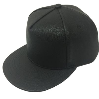 China COMMON Soft PU Leather 5 Panel Plain Snapback Caps One Size Fits All Whole Hats Can Be Customized for sale