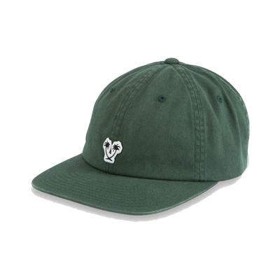 China 6 Panel Cotton Unstructured Brim Hat Custom Made Dark Green Flat Unstructured Snapback Hat With Embroidery Flat Logo for sale