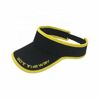 China 2021 Character Printing Logo Cloth Football Sun Visor Summer Black Yellow Breathable Running Hat Tennis Sports Cap Hat With Magic Strap for sale