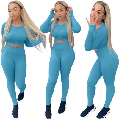 China New winter viable clothes for women high waist casual solid color yoga tight two-piece pants set yoga clothes for sale