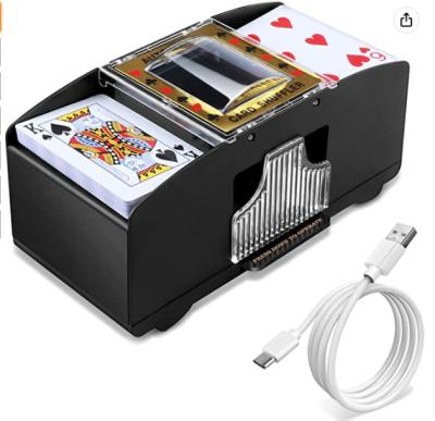 China Electronic Casino Table EASTOMMY Casino Poker Card Shuffling Machine , 2 Deck Poker Card Shuffling Machine Battery Operated Plastic Cards Mixer for sale