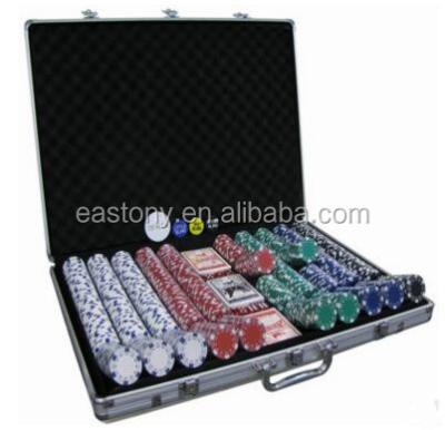 China 1000pc Deluxe Aluminum Chip Case Poker in Silver Color for sale