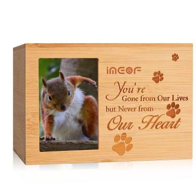 China EASTOMMY ET-724441 Beautiful Way Of Condolence Wooden Pet Dog Express Viable Cat Memory Box Remembrance Gift Memorial Urn With Photo Frame for sale