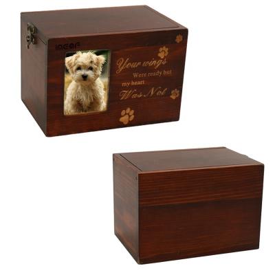 China EASTOMMY ET-724441 Lovely Viable Dogs and Cats Personalized Photo View Nature Wooden Pet Keepsake Memory Box Memorial Ashes Urns for sale