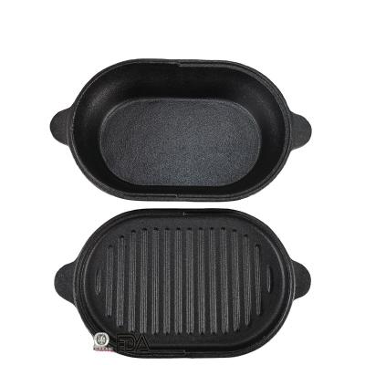 China Sustainable cast iron preseasoned double use pot and griddle for sale